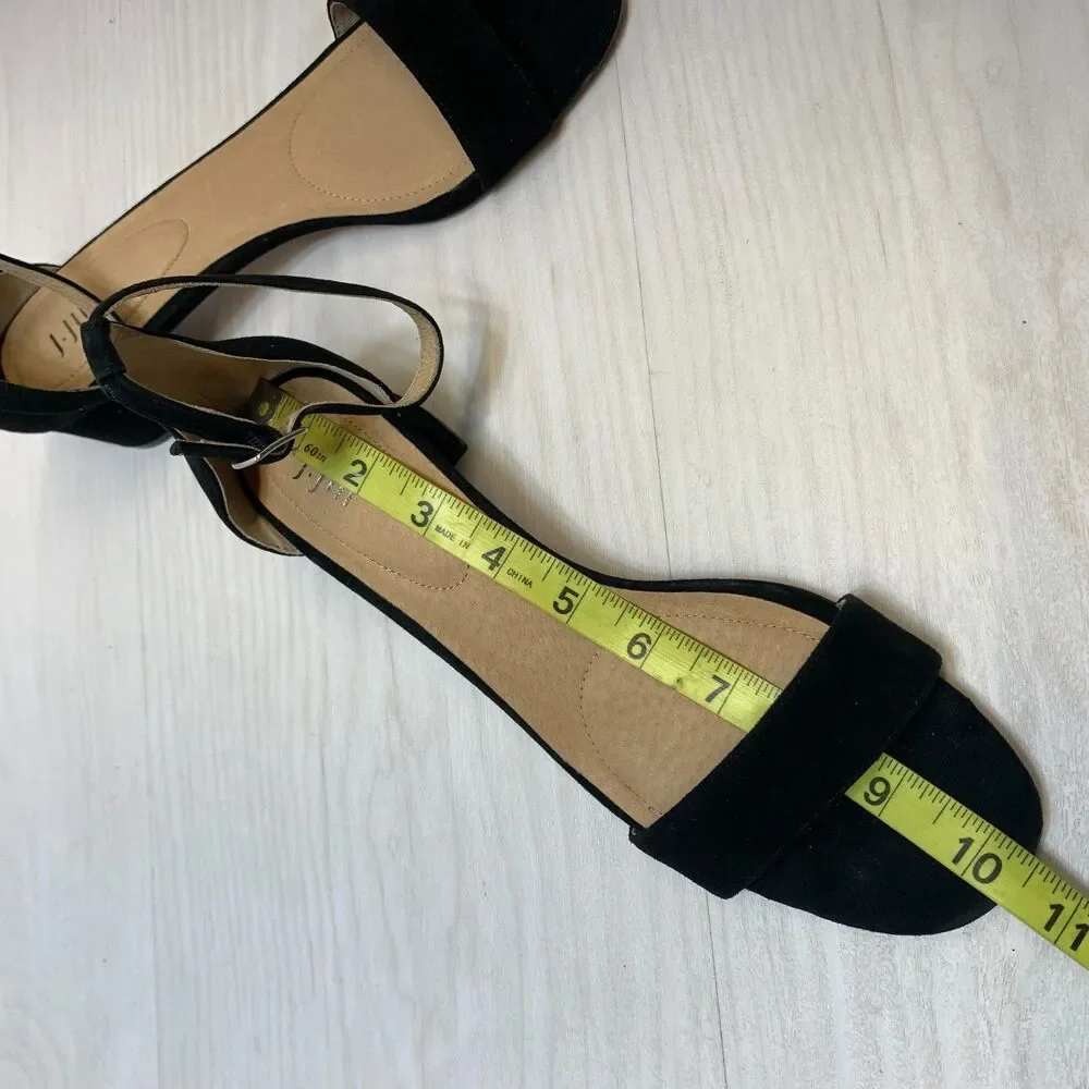 J. Jill Ariane Block Heel Sandals Women's Size‎ 9.5 Black Leather Ankle Strap